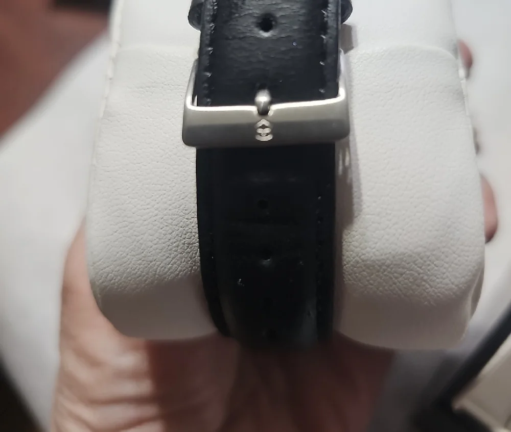 Swiss Army Black and Silver Watch with Leather Strap